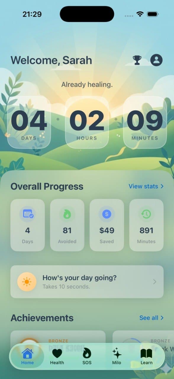QuitFlow dashboard